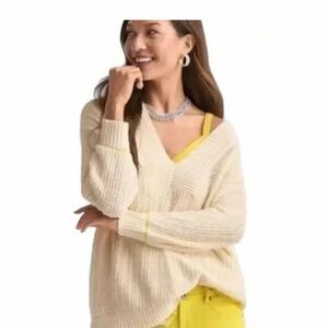 CAbi Cream V-Neck Sweater